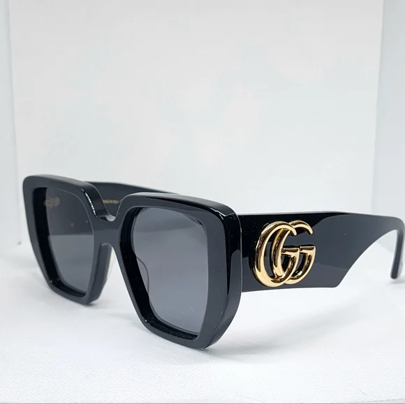 NEW AUTH Gucci Geometric Sunglasses GG0956S 003 Black/Gold Gucci Grey Geometric Ladies Sunglasses GG0956S 003 54 at  main image 4